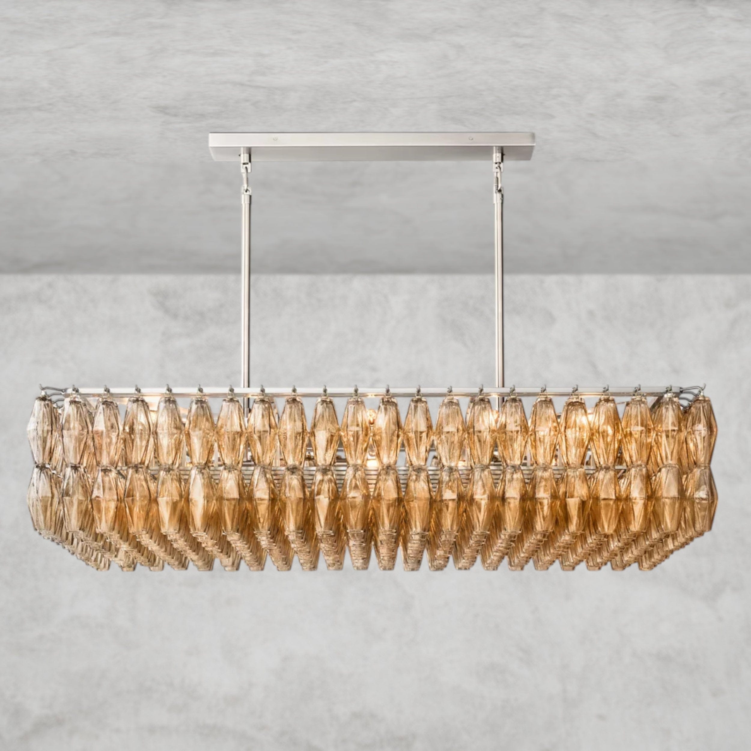 54" / Smoke / Nickle CHIARA CLEAR/ SMOKE GLASS RECTANGULAR CHANDELIER 54", 74"