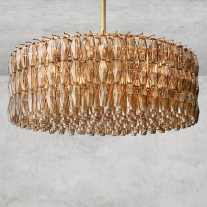 47" / Smoke / Brass CHIARA CLEAR/ SMOKE GLASS ROUND CHANDELIER 37", 47", 62"