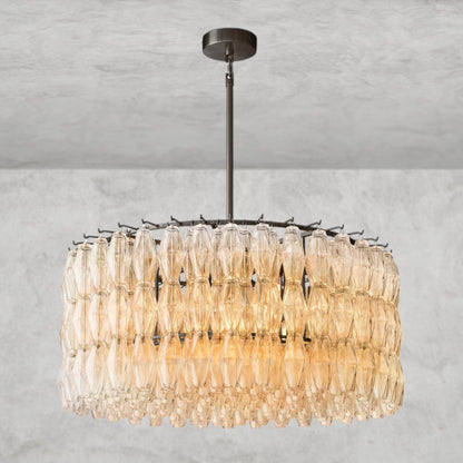 37" / Clear / Bronze CHIARA CLEAR/ SMOKE GLASS ROUND CHANDELIER 37", 47", 62"