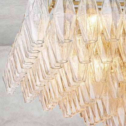 CHIARA CLEAR/ SMOKE GLASS TIERED RECTANGULAR CHANDELIER 54", 74"