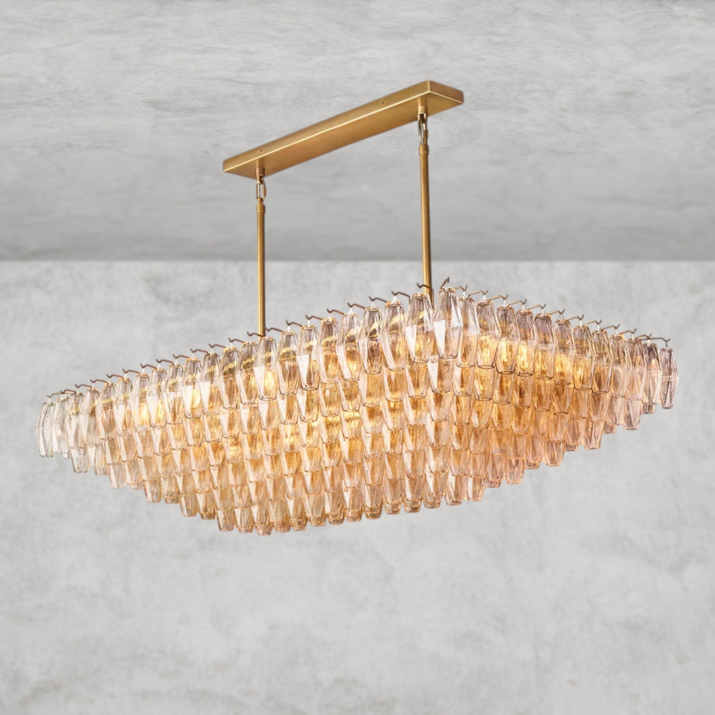 CHIARA CLEAR/ SMOKE GLASS TIERED RECTANGULAR CHANDELIER 54", 74"