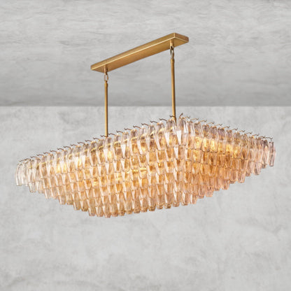 CHIARA CLEAR/ SMOKE GLASS TIERED RECTANGULAR CHANDELIER 54", 74"