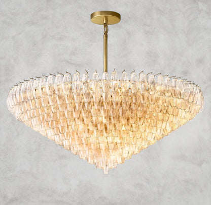 62" / Clear / Brass CHIARA CLEAR/ SMOKE GLASS TIERED ROUND CHANDELIER 37", 47", 62"