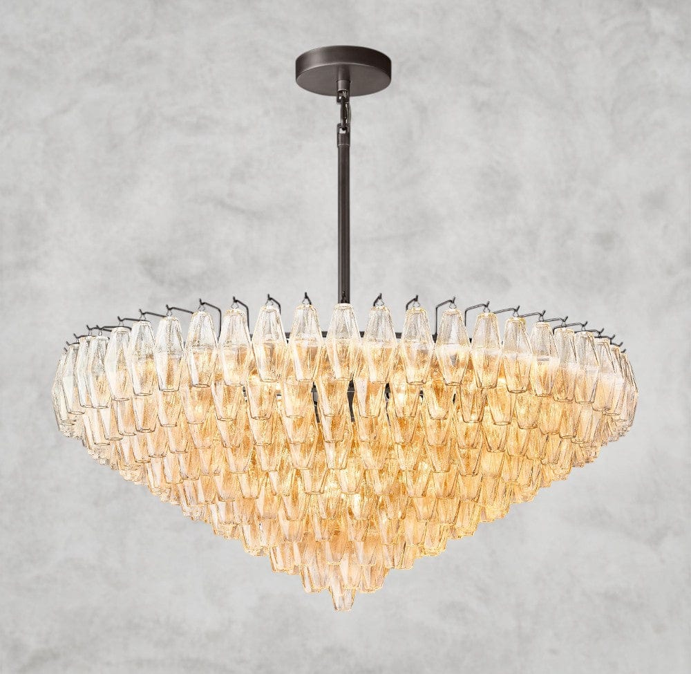 47" / Clear / Bronze CHIARA CLEAR/ SMOKE GLASS TIERED ROUND CHANDELIER 37", 47", 62"