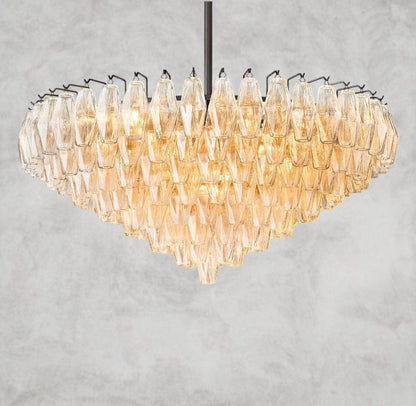 37" / Clear / Bronze CHIARA CLEAR/ SMOKE GLASS TIERED ROUND CHANDELIER 37", 47", 62"