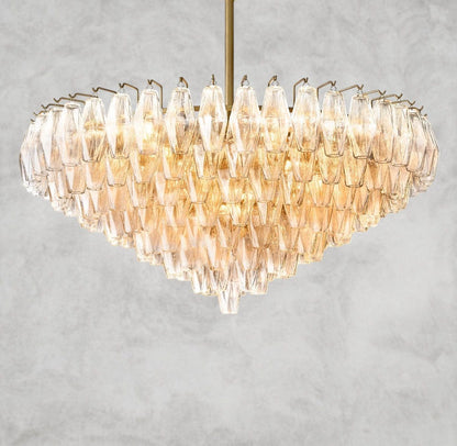 37" / Clear / Brass CHIARA CLEAR/ SMOKE GLASS TIERED ROUND CHANDELIER 37", 47", 62"