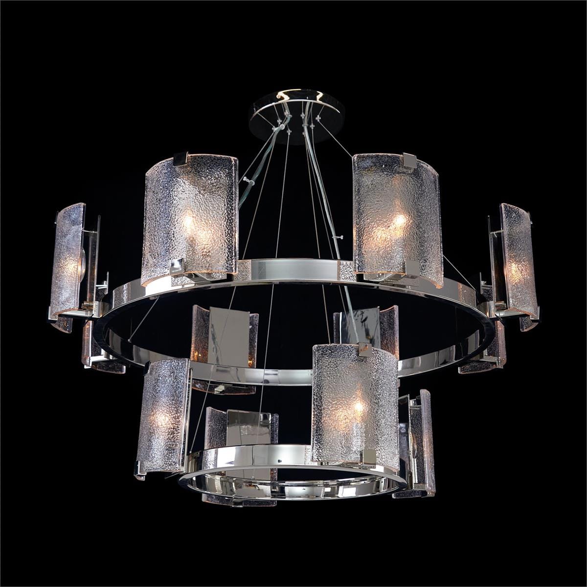 Claritas Twelve-Light Two-Tier Chandelier, Nickel
