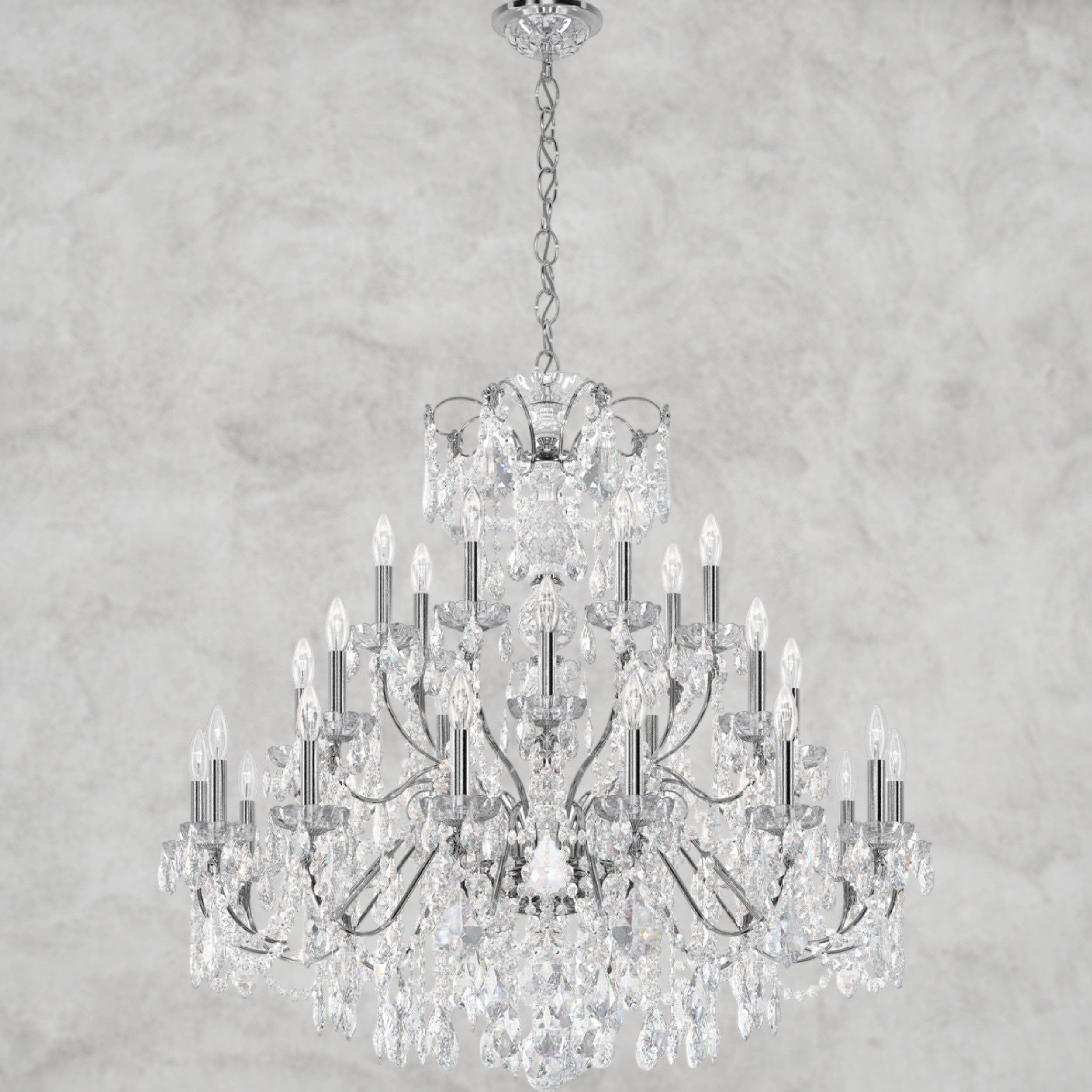 Silver / Clear Heritage Crystal Coinora Century Chandelier 42"