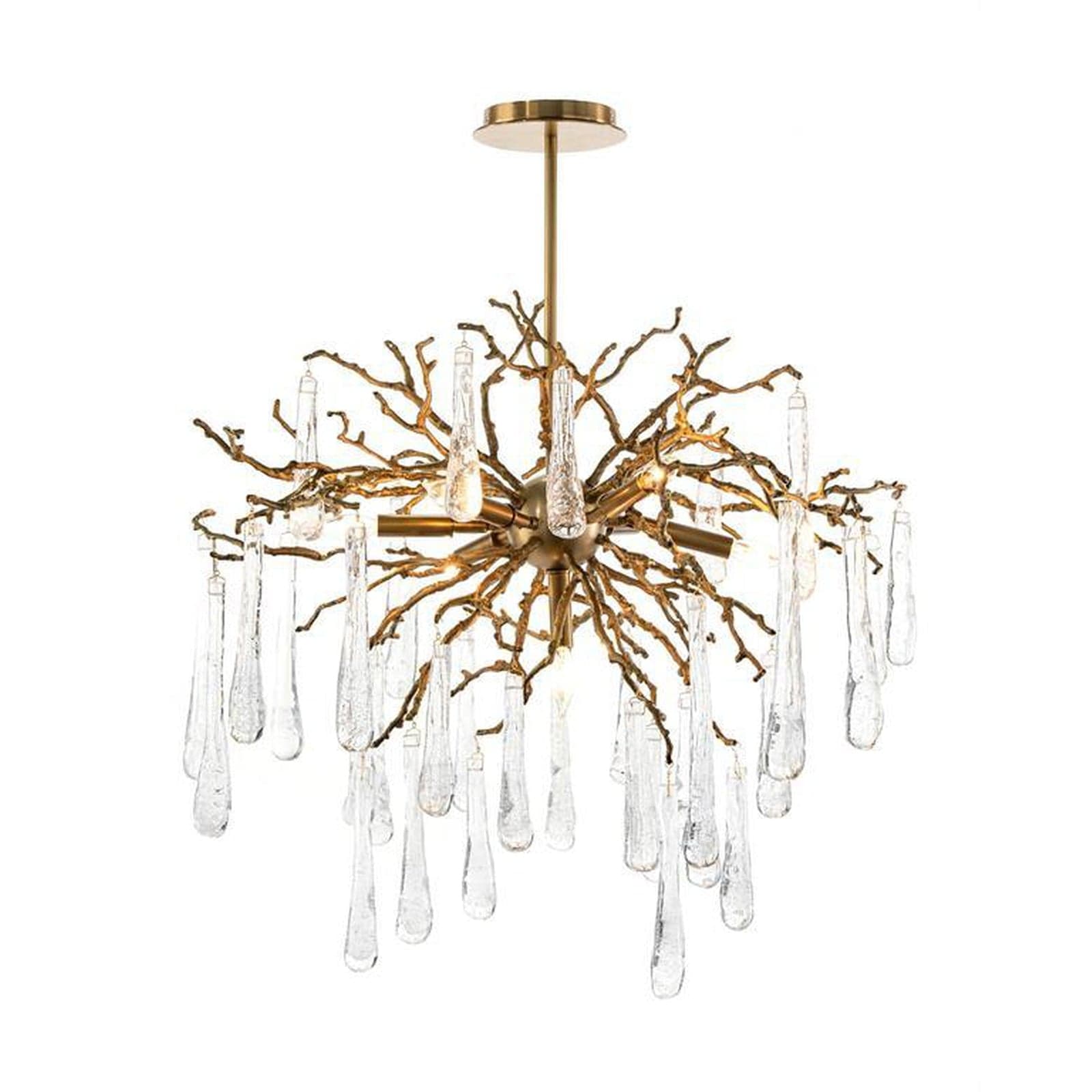 Dermiq Brass And Glass Teardrop Seven-Light Chandelier