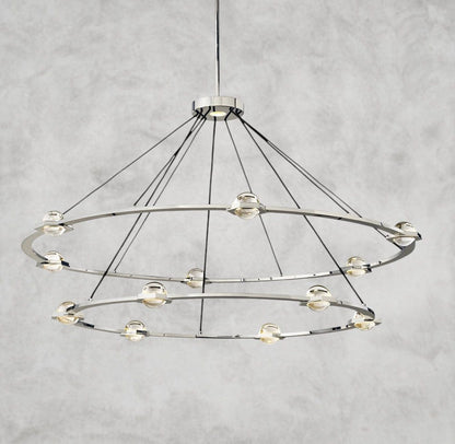 Two-Tied 60" / Nickle Éclatant Round Chandelier 36", 48", 60", Two-Tied 60"