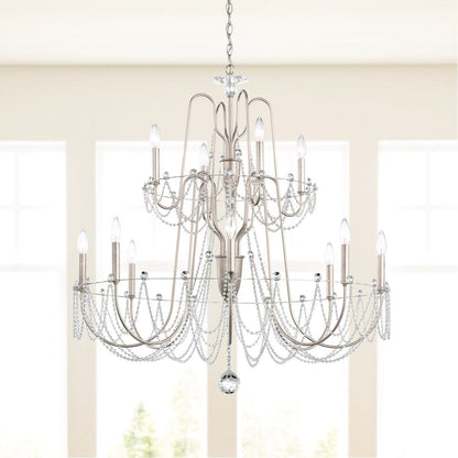 Esmeralda 2-Tier Crystal Chandelier 37"
