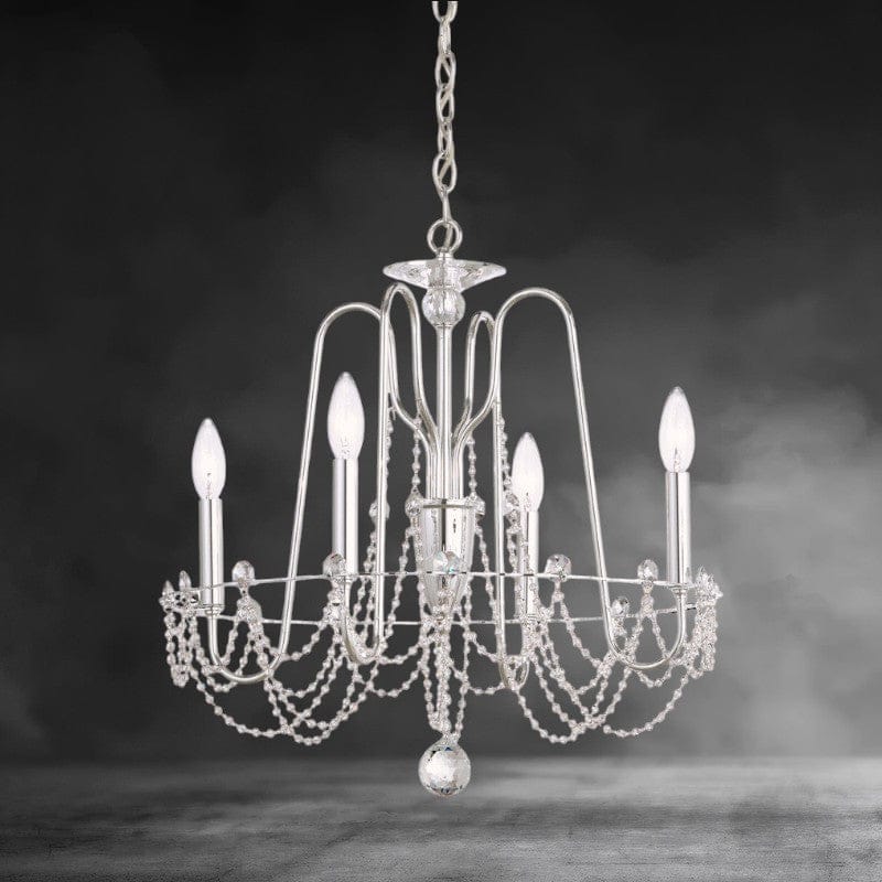 Polished Silver Esmeralda Crystal Chandelier 21"