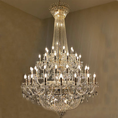 Extra Large European-style Multi-layers Candle Luxury Crystal Chandelier Gold Art Foyer/Staircase Decorative Light Fixture