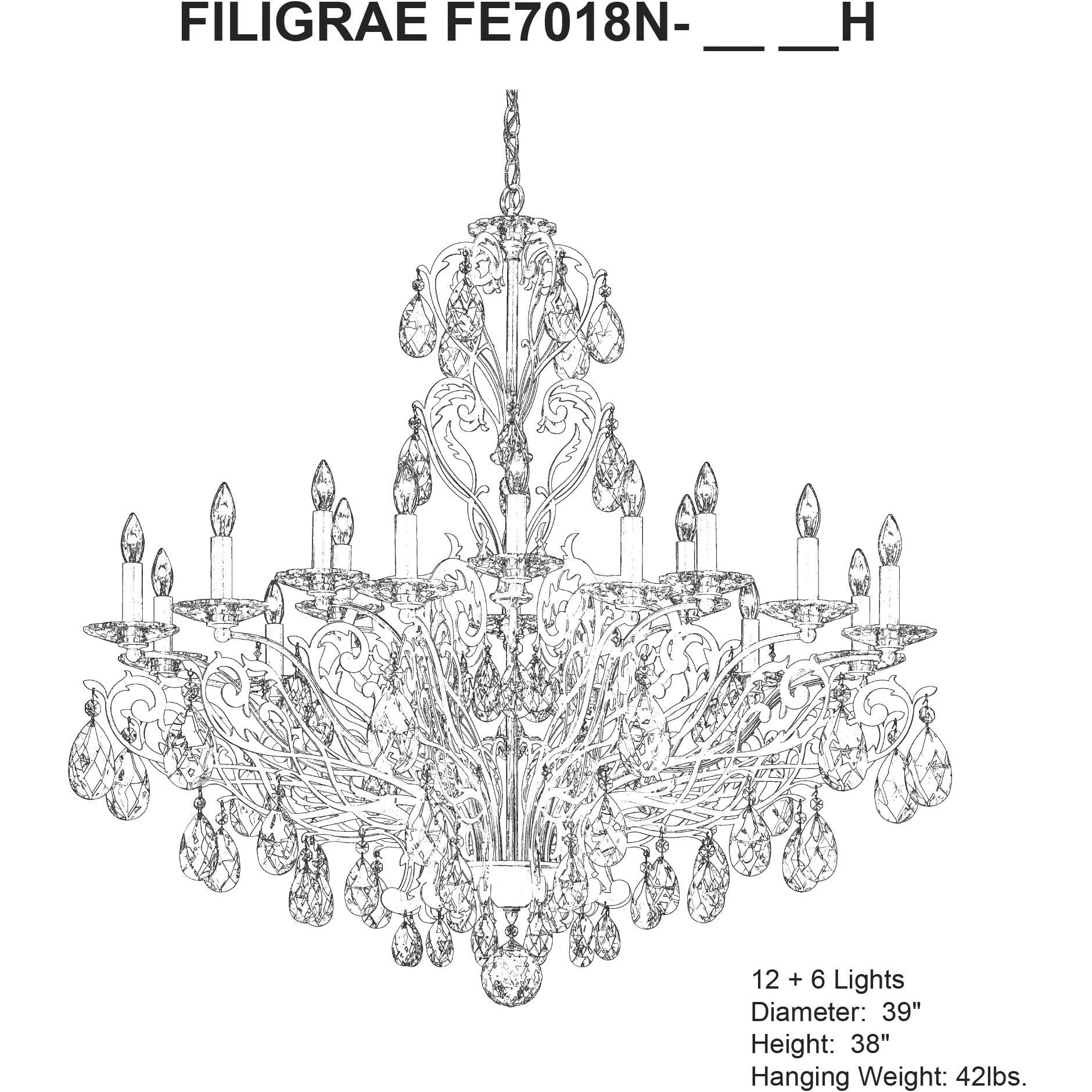 Filigrae Crystal Chandelier39"