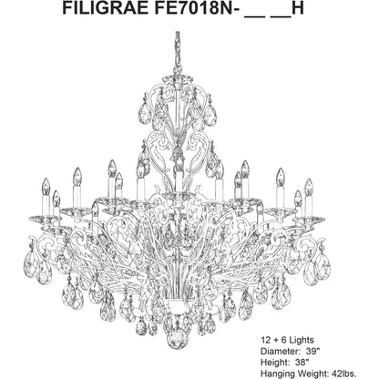 Filigrae Crystal Chandelier39"