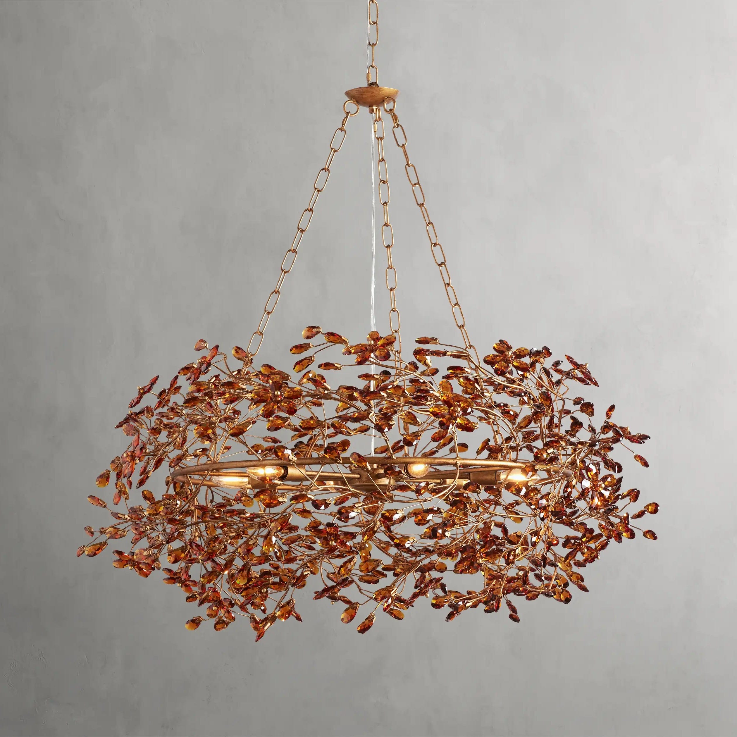 39" / BRASS/AMBER Fiore Crown Chandelier 39", 48", 60"