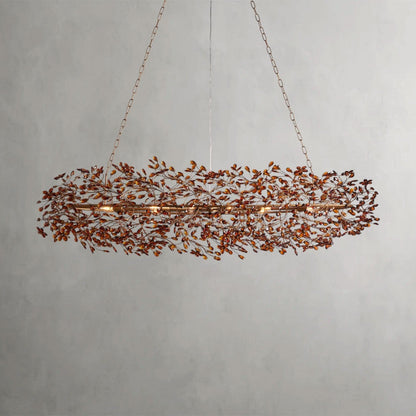 74" / BRASS/AMBER Fiore Oval Chandelier 62", 74"