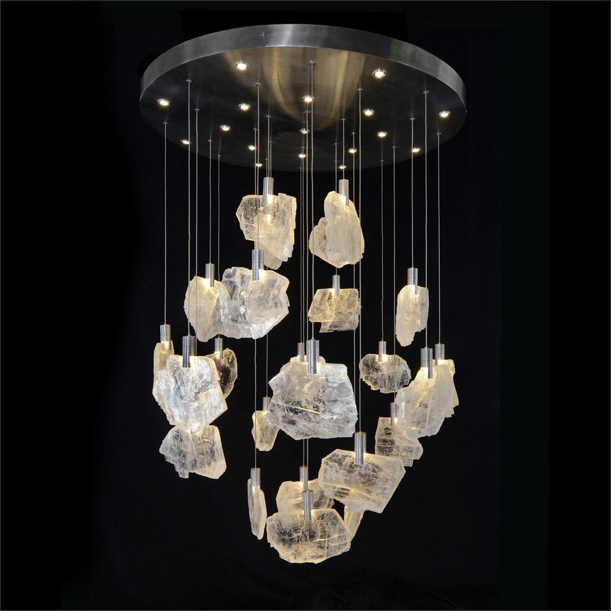 Forty-One-Light Horizontal Selenite Pane Pendant Chandelier