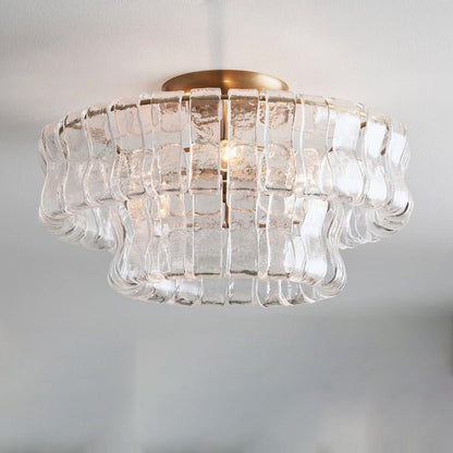 Brass / Clear Ghiaccio Flush Mount