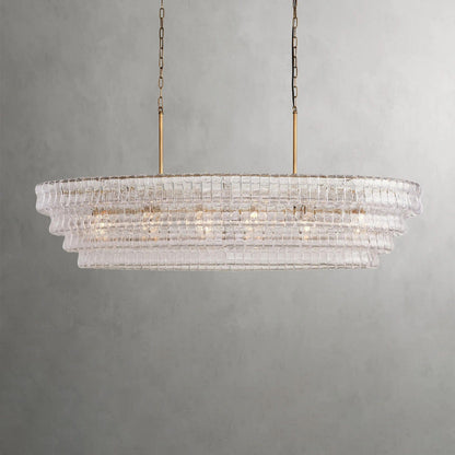 65" / Brass / Clear Ghiaccio Oval Chandelier 54", 65"