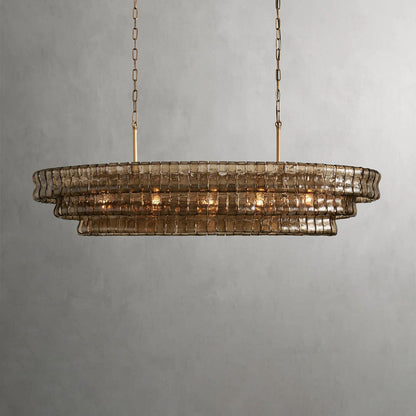 54" / Brass / Smoke Ghiaccio Oval Chandelier 54", 65"