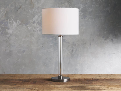 Nickle Glass Column Table Lamp