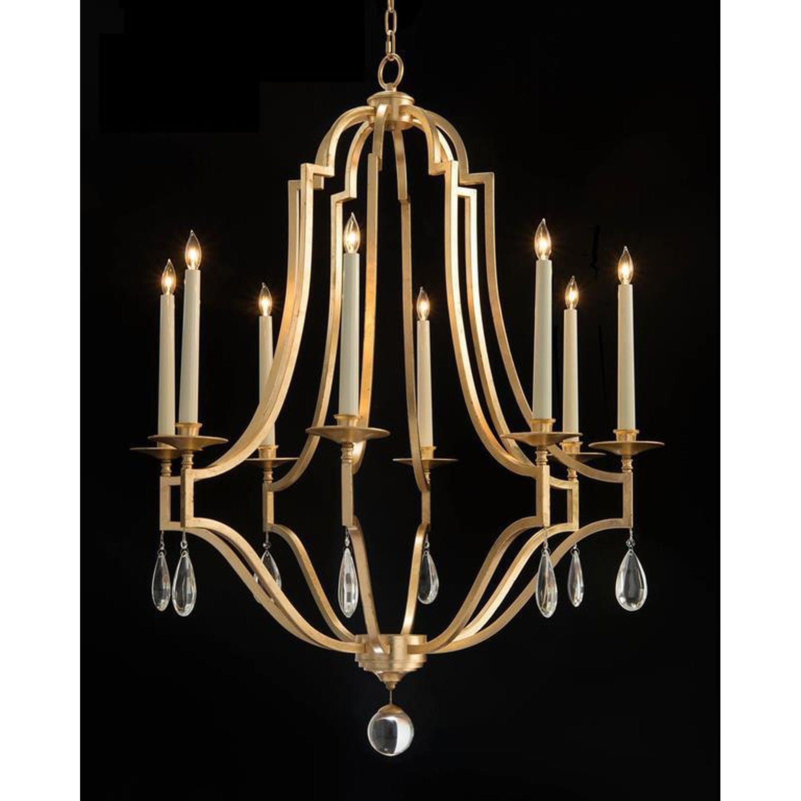 Gold-Leaf And Crystal Chandelier