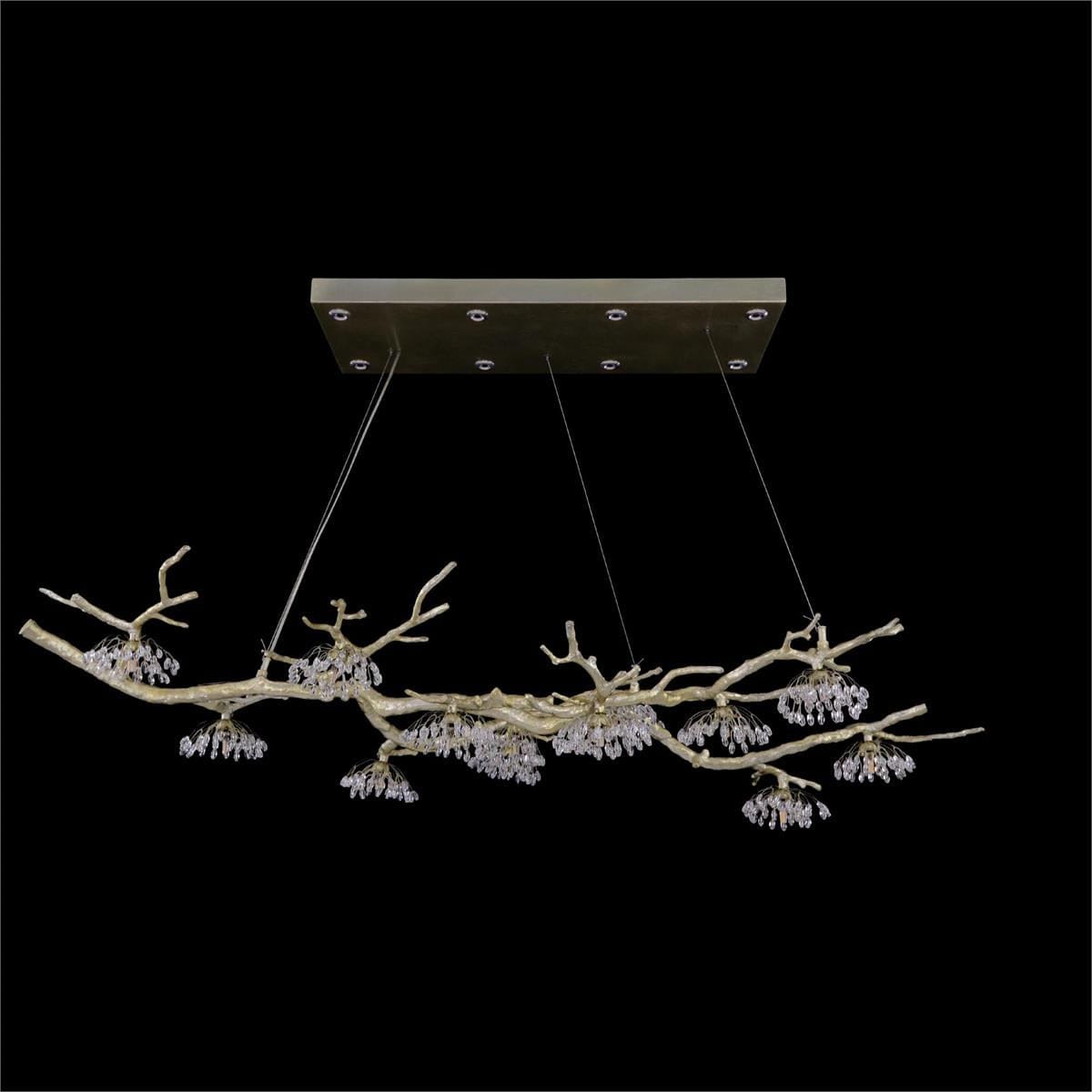 Hanasaku Crystal Bud Branch Fourteen-Light Oblong Chandelier