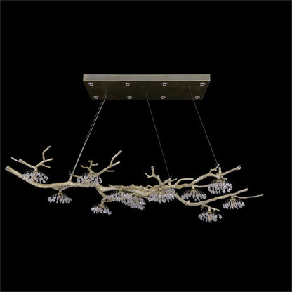 Hanasaku Crystal Bud Branch Fourteen-Light Oblong Chandelier