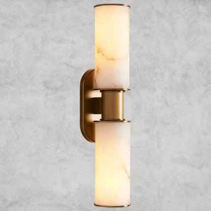 Brass Harlin Double Sconce in Alabaster