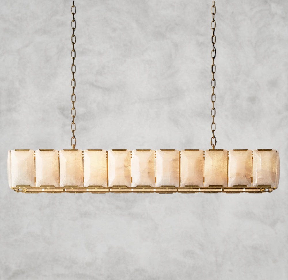 74" / Brass Harlow Calcite Rectangular Chandelier 42", 54", 62", 74"