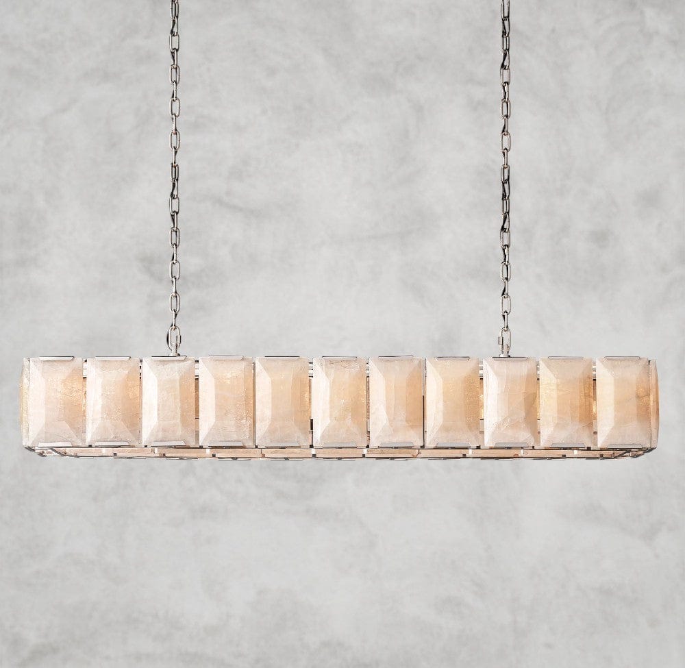 74" / Nickle Harlow Calcite Rectangular Chandelier 42", 54", 62", 74"