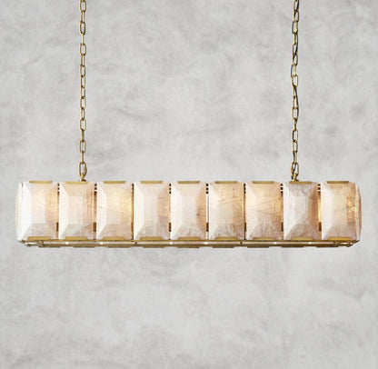 62" / Brass Harlow Calcite Rectangular Chandelier 42", 54", 62", 74"