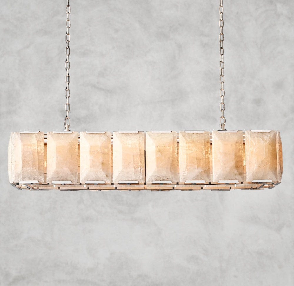 54" / Nickle Harlow Calcite Rectangular Chandelier 42", 54", 62", 74"