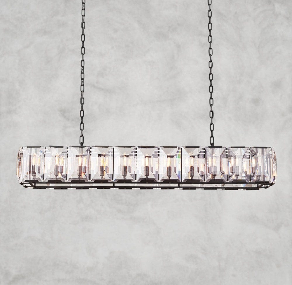 74" / Bronze Harlow Crystal Rectangular Chandelier 42", 54", 62", 74"