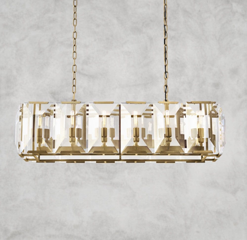 42" / Brass Harlow Crystal Rectangular Chandelier 42", 54", 62", 74"