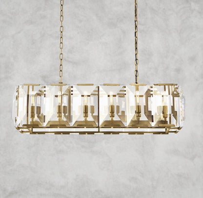 42" / Brass Harlow Crystal Rectangular Chandelier 42", 54", 62", 74"