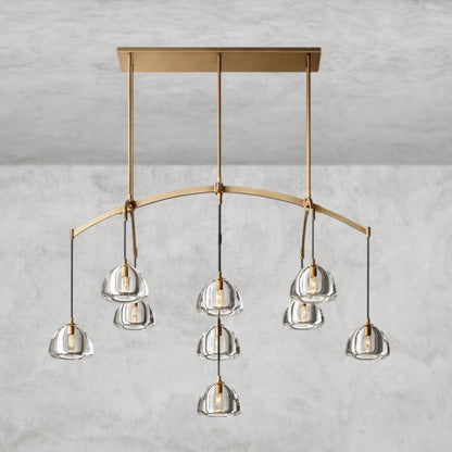 54" / Brass Hemisphere Linear Chandelier 54", 72"