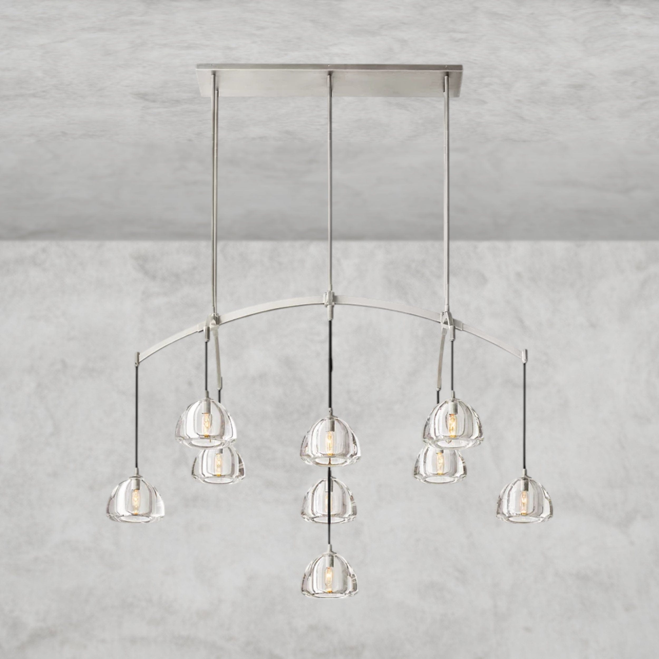 54" / Nickle Hemisphere Linear Chandelier 54", 72"
