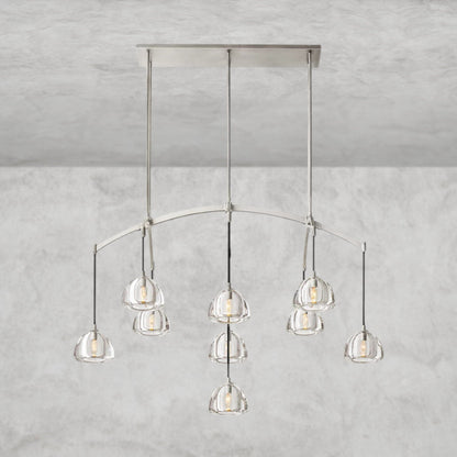 54" / Nickle Hemisphere Linear Chandelier 54", 72"