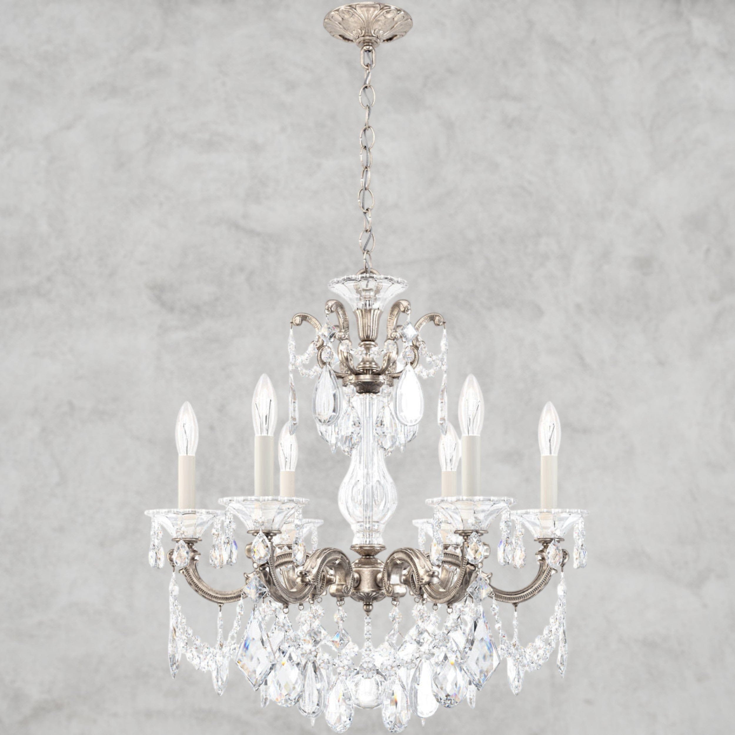 Antique Silver / Clear Heritage Crystal La Scala Chandelier 23"