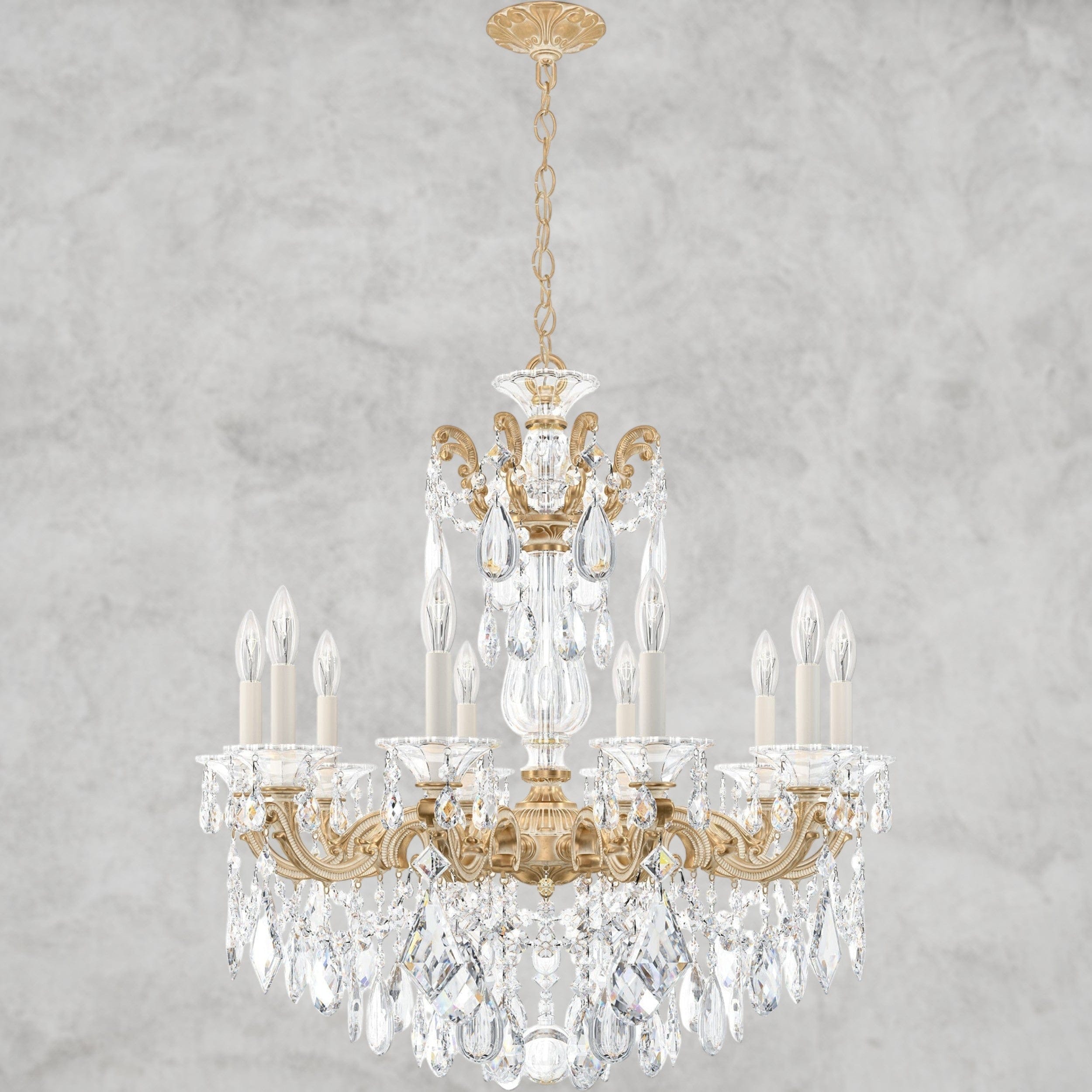 Parchment Gold / Clear Heritage Crystal La Scala Chandelier 28"