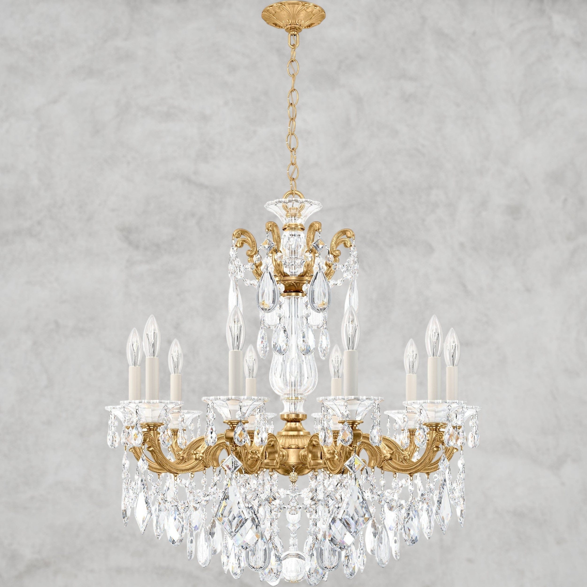 Heirloom Gold / Clear Heritage Crystal La Scala Chandelier 28"
