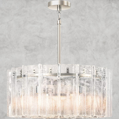 37" / Nickle Lattice Clear Glass Round Chandelier 37", 48"