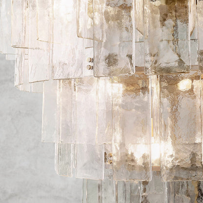 Lattice Clear Glass Tiered Round Chandelier 36", 47"