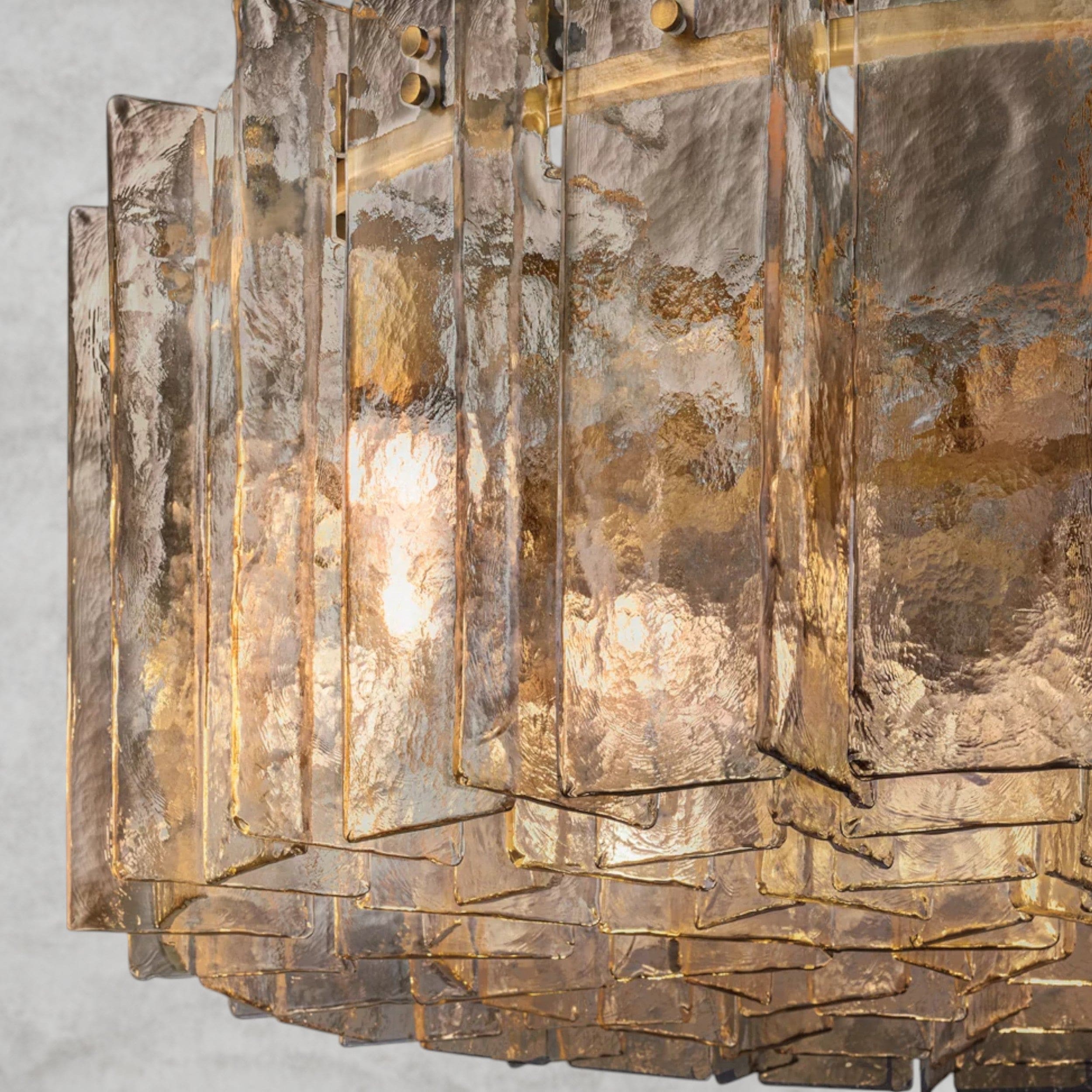 Lattice Smoke Glass Round Chandelier 37", 48"