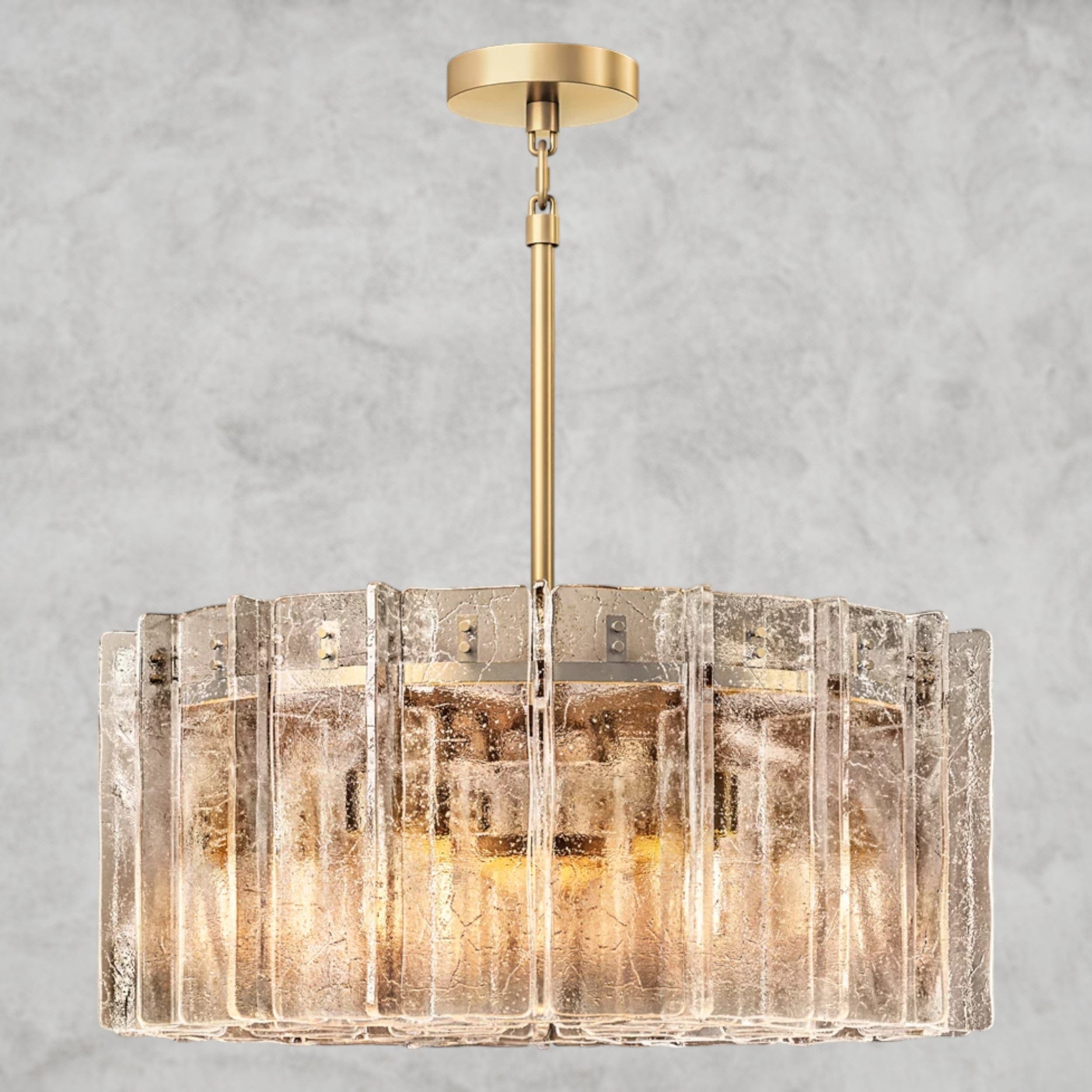 37" / Brass Lattice Smoke Glass Round Chandelier 37", 48"