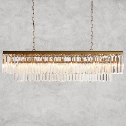 Brass Leyland Tiered Rectangular Chandelier