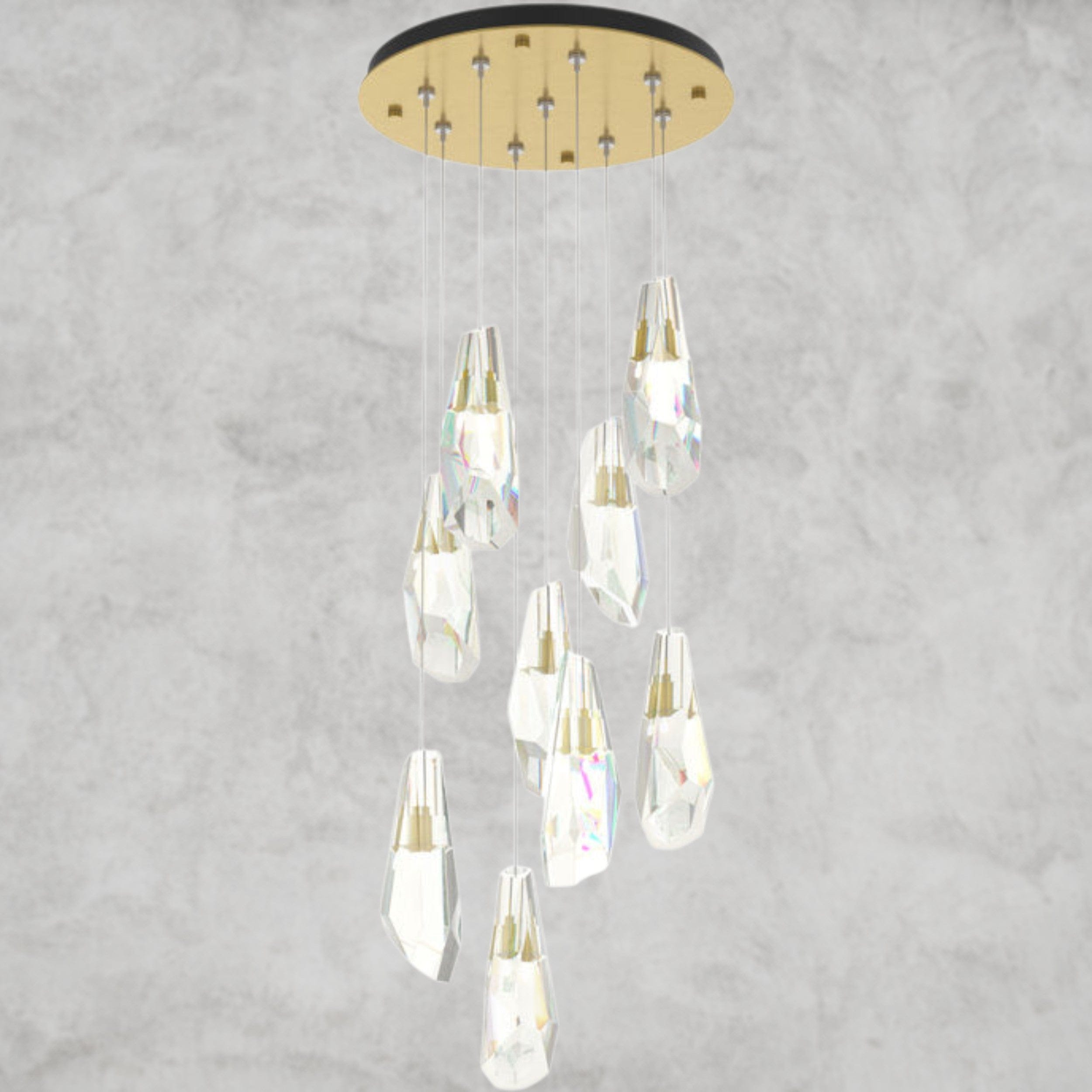 9 Light / Brass Luma Round Chandelier