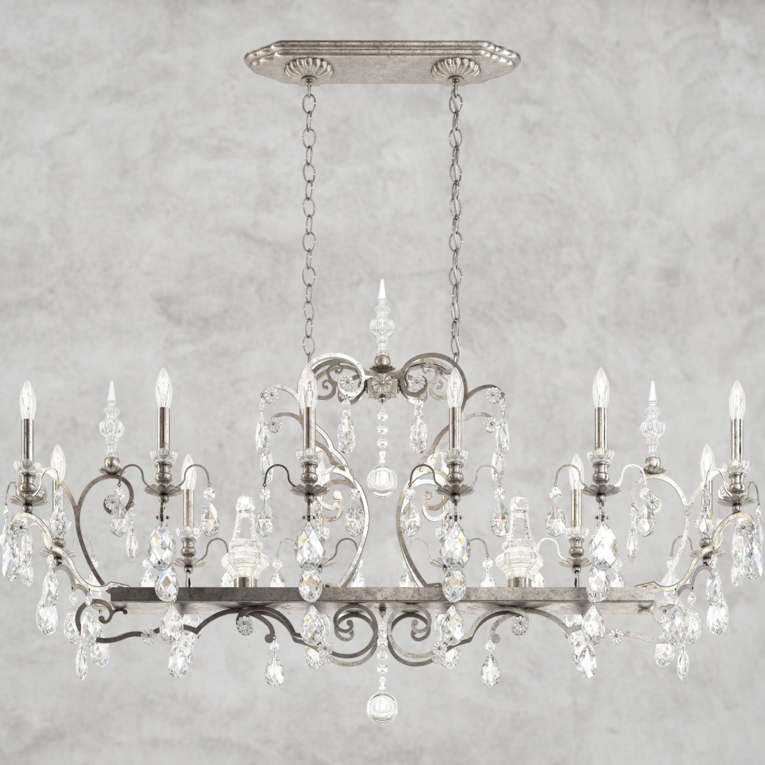 Antique Silver / Clear Heritage Crystal Lustre en cristal Renaissance 56"